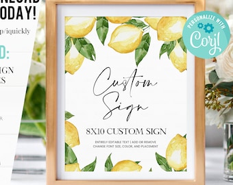 EDITABLE Lemon Custom Sign, Baby Shower, Bridal Shower, Birthday Signs, Momosa bar, Drinks, Card gift, dont say baby, Guest book Printable