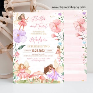 Editable Fairy Birthday Invitation Whimsical Enchanted Pixie Fairy Party Magical Floral Fairy Princess Party Instant Download Editable
