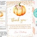 Editable Pumpkin Thank You Card, Little Pumpkin Note Card, Fall Autumn ...