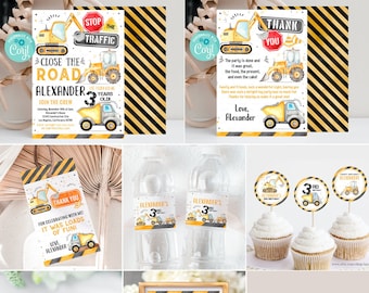 Editable Construction Party Decorations, Dump Truck Party Package Birthday, Boy Bundle Party Package Template Digital Instant Download