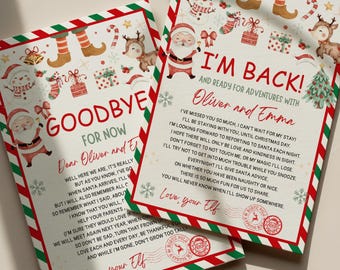 Elf Arrival Letter Departure Letter Printable, Hello and Goodbye Elf Letters, Elf Return Letter, Elf I'm Back Christmas Letter Red Green