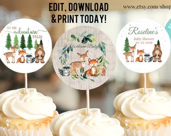 Woodland Baby Shower Cupcake Topper Etsy