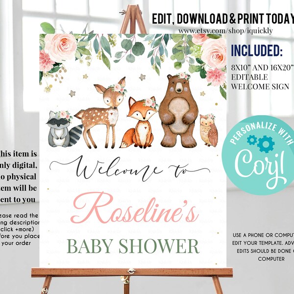 Woodland Baby Shower Welcome Sign - Etsy
