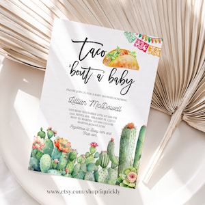 Taco Bout a baby Invitation EDITABLE Fiesta baby shower Mexican Invite Cactus Cinco de Mayo Template Printable Digital Download