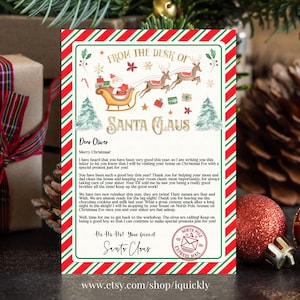 Editable Personalized Letter from Santa Claus From The Desk of Santa Christmas Eve North Pole Mail Instant Download Printable Template