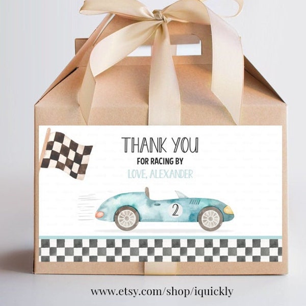 Editable Two fast Birthday Party favor, Box Label Printables Racecar Party gift box labels Racing car vintage Templates Instant dowload FA01