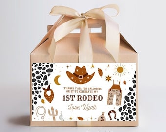 Editable My first Rodeo Birthday Party favor Cowboy Box Label Printables Party gift labels Wild West Ranch Templates Instant download R101