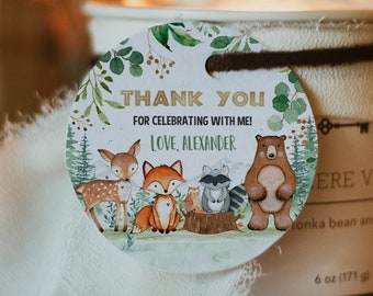 EDITABLE Woodland Party Favors,Wild one Favor Tags, Woodland animals Thank you tags Gift tags Printable Templates Instant download W201