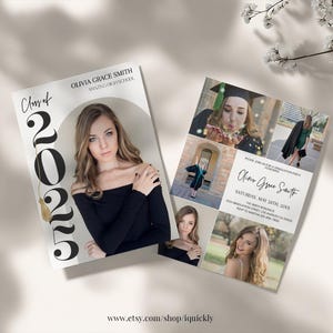 Class of 2025 Editable Graduation Invitation Announcement Grad Party Invite College High School Digital Invitations Minimalist Template