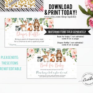 EDITABLE Woodland girl Food tags, Girl Buffet label, Forest animals Tent card Food Labels Place Cards Table Card Printable Template Instant image 7