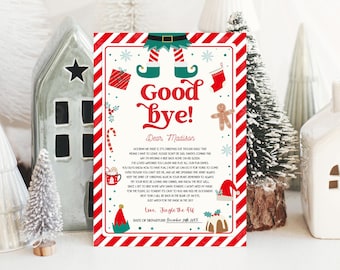 Carta de despedida de elfo editável, carta de despedida de natal, adeus de seus elfos, atividades, carta, papai noel, poema, modelo para impressão