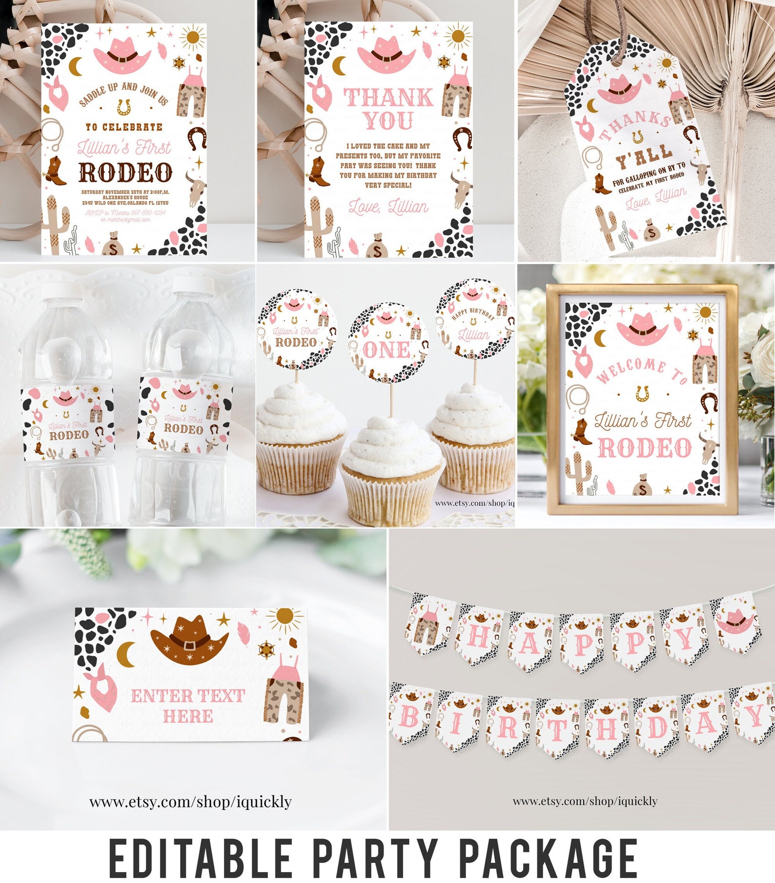 Editable My First Rodeo Party Decorations Cowboy Package Birthday Wild ...