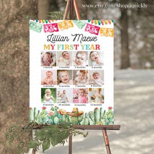 Fiesta Milestone Birthday Photo Poster MODIFIABLE Première année mexicaine photo signe Taco Cactus 1er anniversaire affiche numérique Téléchargement numérique FIE05