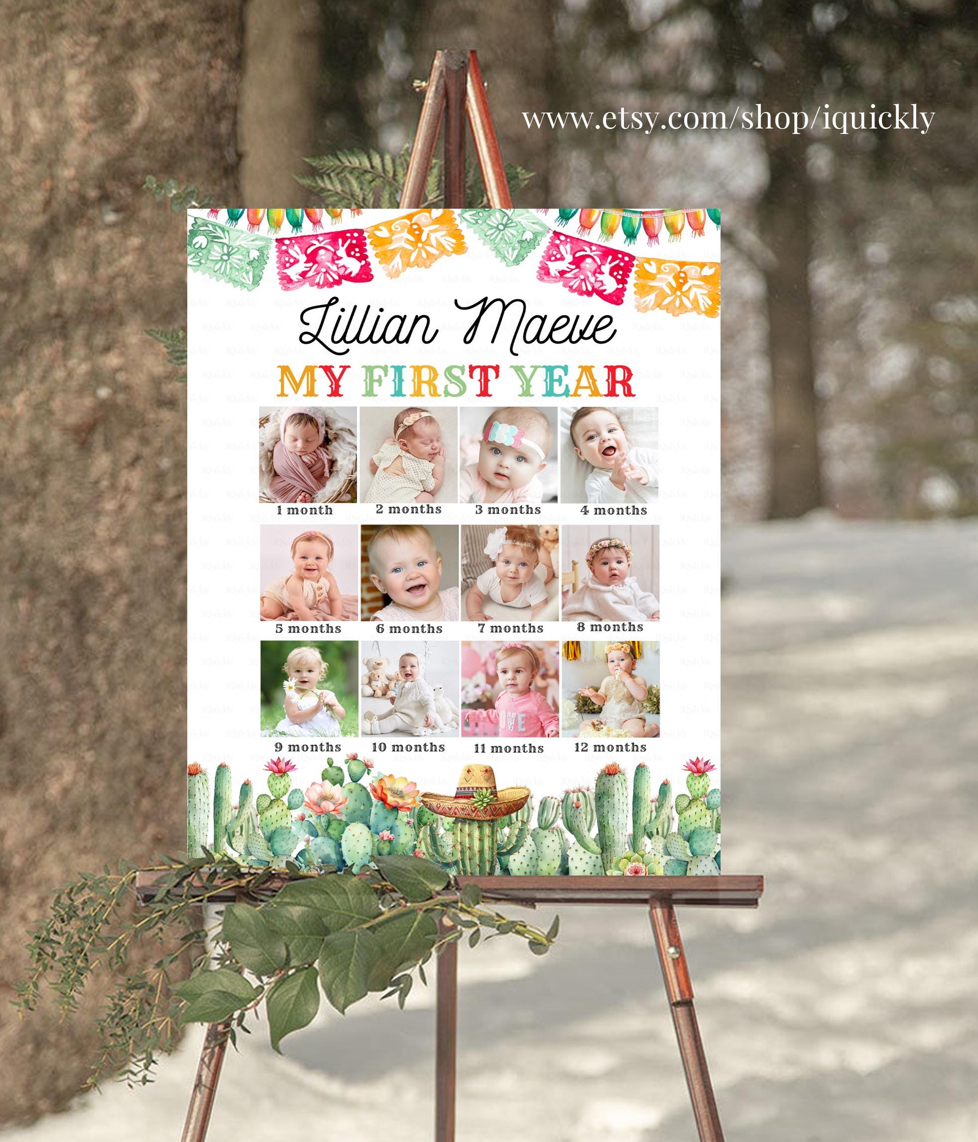 Fiesta Milestone Birthday Photo Poster EDITABLE Mexican First Year