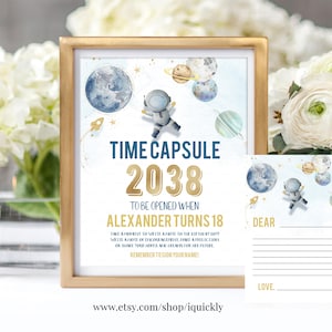 EDITIERBARE Weltraum Time Capsule Matching Note Cards Erste Reise um die Sonne Astronaut Galaxy Instant Download Vorlage