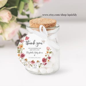 Baby in Bloom Baby Shower Favor tags Editable Wildflower Thank you tags Garden Gits tags Printable Template Digital