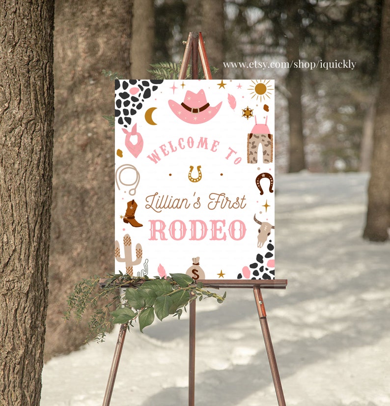 My First Rodeo Monthly Photo Banner Editable Cowgirl Birthday Banner ...