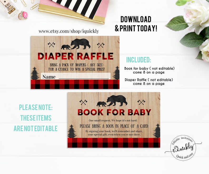 Lumberjack Baby Shower Diaper Raffle and Book for Baby - Etsy
