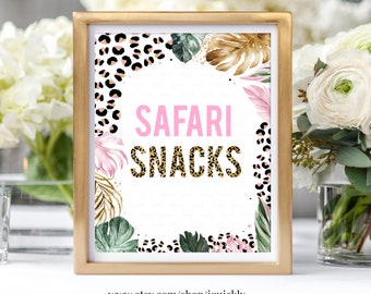 Safari Snacks Verjaardagsfeestje Teken Drankjes Voedsel Tafel Teken Wild One Wild Child Party Safari Leopard Print Party Animals Instant Download