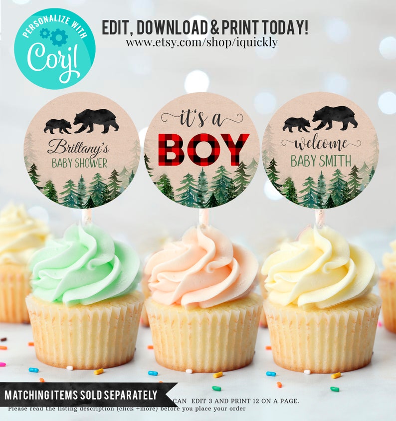 Lumberjack Baby Shower Invitation Bundle Editable, Buffalo Plaid Pack Diaper raffle, Book for Baby Set, Rustic Boy Package, Instant Download image 7