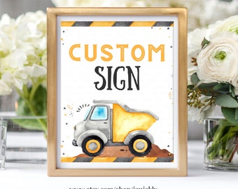 EDITABLE Construction Birthday Custom Party Signs, Dump Truck Welcome sign Decorations, Table sign Instant download Templates Printable C1