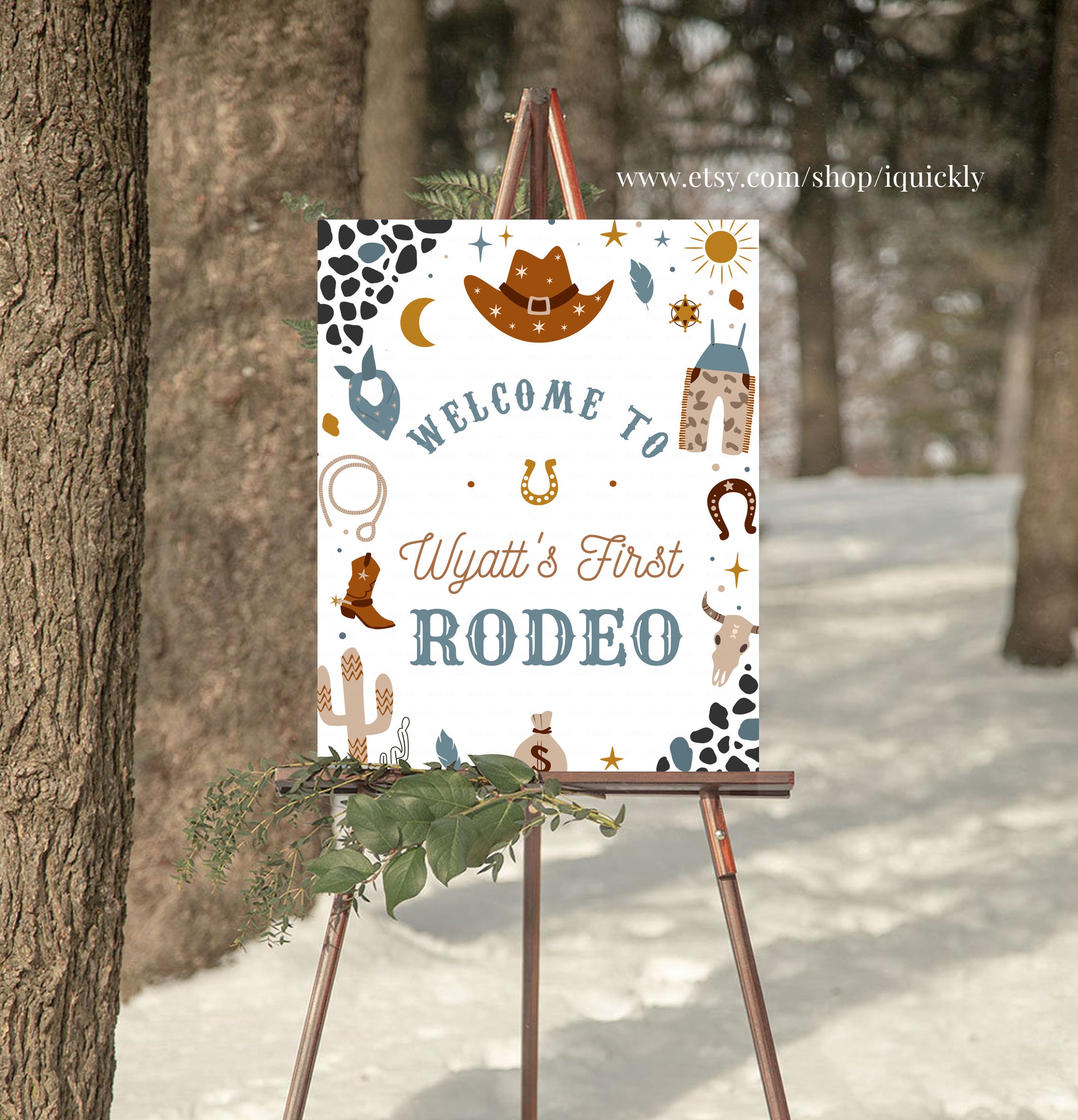 Editable My First Rodeo Birthday Party Favor Cowboy Box Label ...