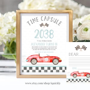 BEWERKBARE snelle eenmalige capsule bijpassende notitiekaarten raceauto capsule teken & autoracen Instant download sjabloon FA03