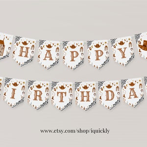 EDITABLE My first Rodeo Banner Birthday Cowboy Party Wild West Ranch Southwestern Printable 1st bunting Baby Shower Templates download R101