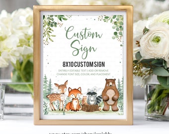 EDITABLE Woodland Welcome sign, Woodland Birthday Sign Decorations Wild one Instant download Templates Printable W201