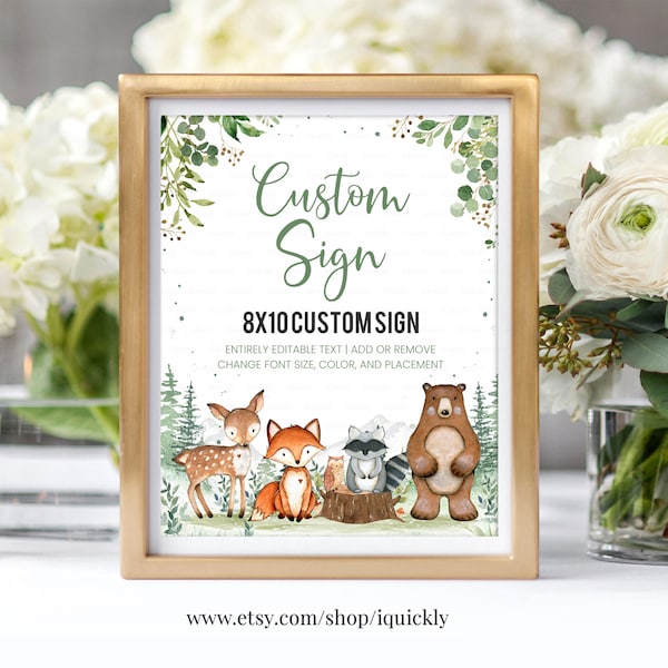 EDITABLE Woodland Welcome sign, Woodland Birthday Sign Decorations Wild one Instant download Templates Printable W201