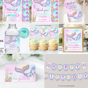 Editable Mermaid Electronic Birthday Invitation Mermaid Invite Under the Sea Birthday Party Printable template Digital Instant Download M1 image 7