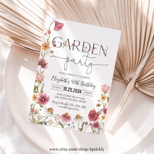 Garden Party Invitation Editable Wildflower Floral In Bloom Adult Birthday Party Printable Template Digital Download