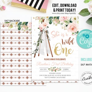Boho Birthday Invitation Editable, Tribal Teepee Invitations Printable ...