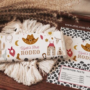 Editable My First Rodeo Birthday Party Favor Cowboy Box Label ...