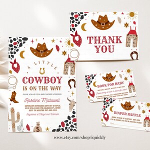 Editable Cowboy Baby Shower Invitation Bundle Wild West Western Baby Shower Rodeo Boy Country Southwestern Ranch Set Instant Download