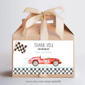 Editable Two fast Birthday Party favor, Box Label Printables Racecar Party gift box labels Racing car vintage Templates Instant dowload FA03