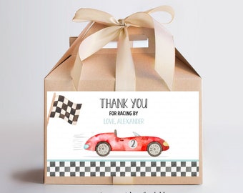 Editable Two fast Birthday Party favor, Box Label Printables Racecar Party gift box labels Racing car vintage Templates Instant dowload FA03