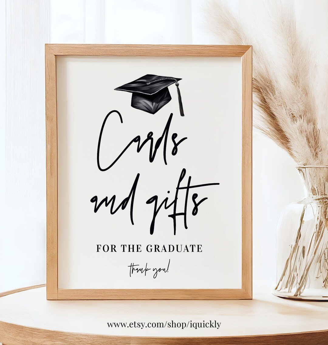 Grad Sign Templates Graduation Party Cards & Gifts Sign Template Editable Modern Minimalist ...