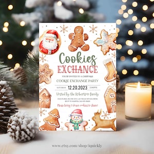 Editable Christmas cookie exchange invitation Holiday cookie exchange party Digital Cookie swap Christmas Party printable Instant download