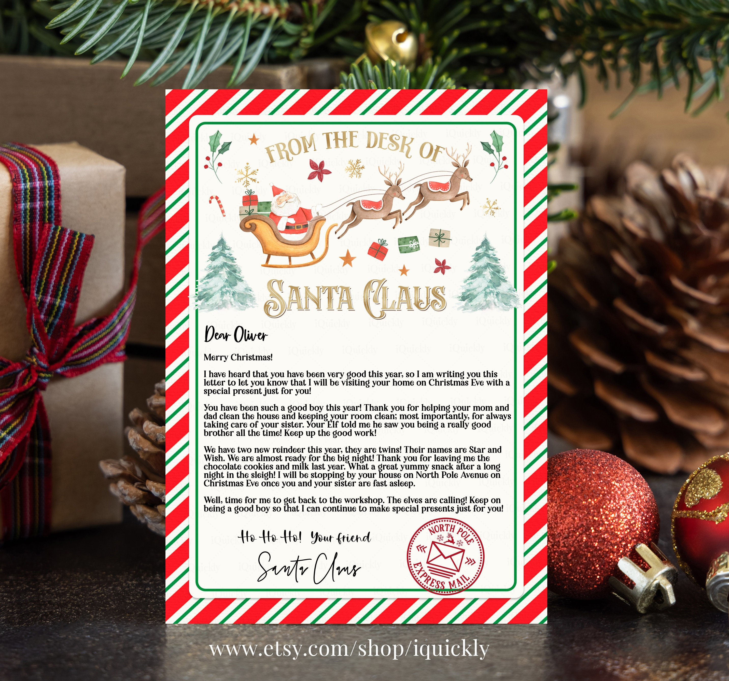 Editable Personalized Letter From Santa Claus From the Desk of - Etsy