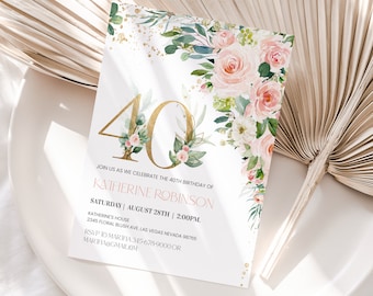 40th birthday Invitation Editable Brunch Invitation 40th birthday invite for her Adult Birthday printable template Digital Download