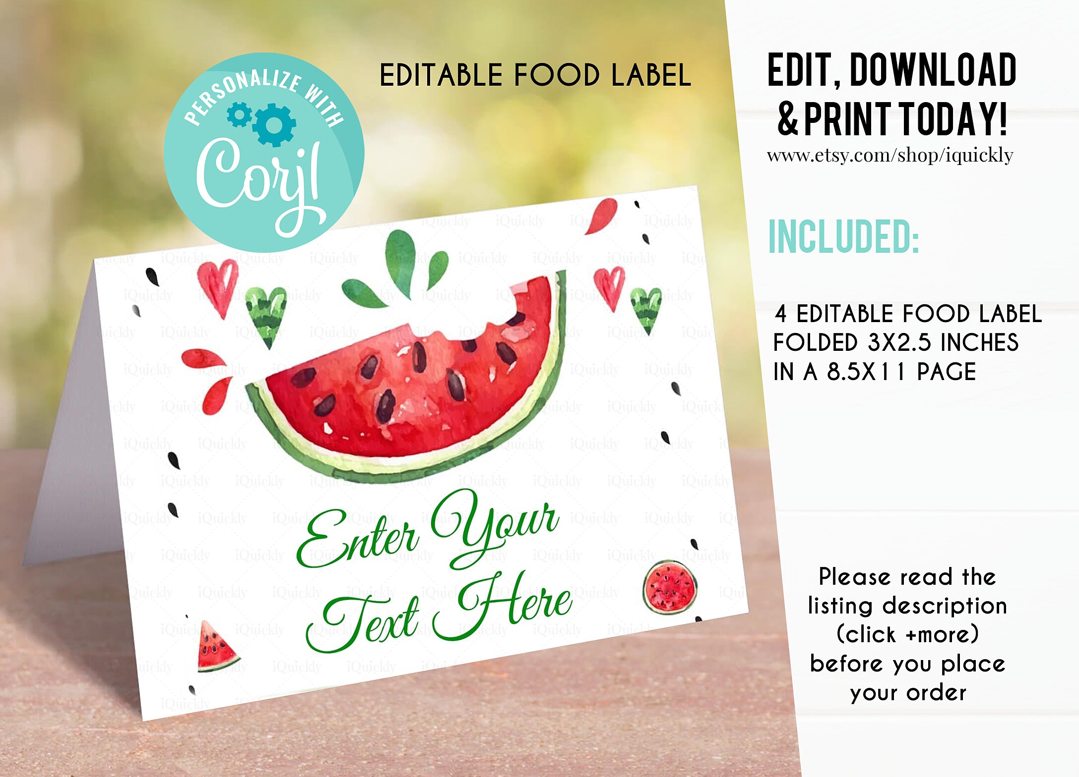 Editable Watermelon Party Package, Red One in a Melon Party Decorations ...