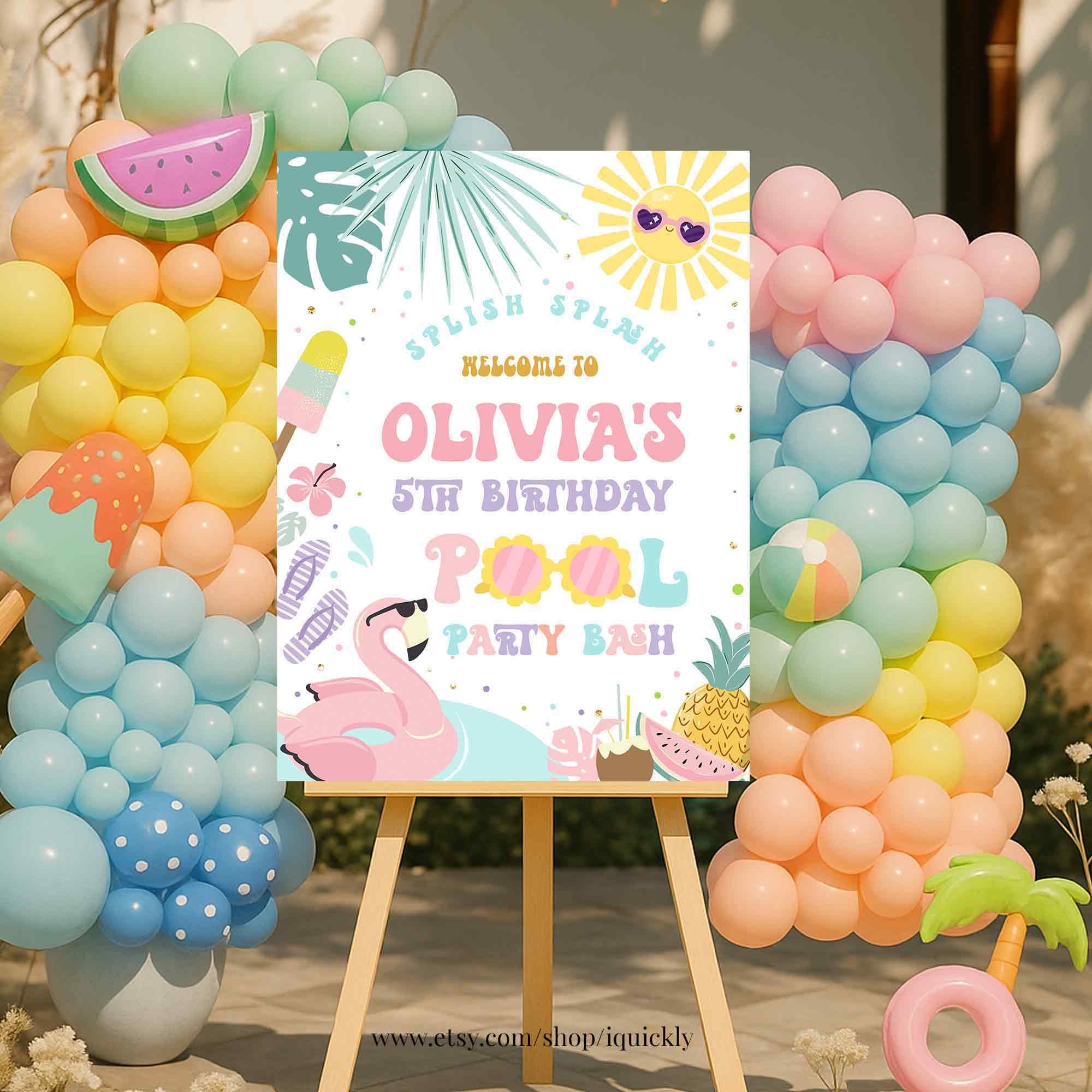 Floating Invite Float Into Four Electronic Invitation Editable Pool Party Invite Splish ...
