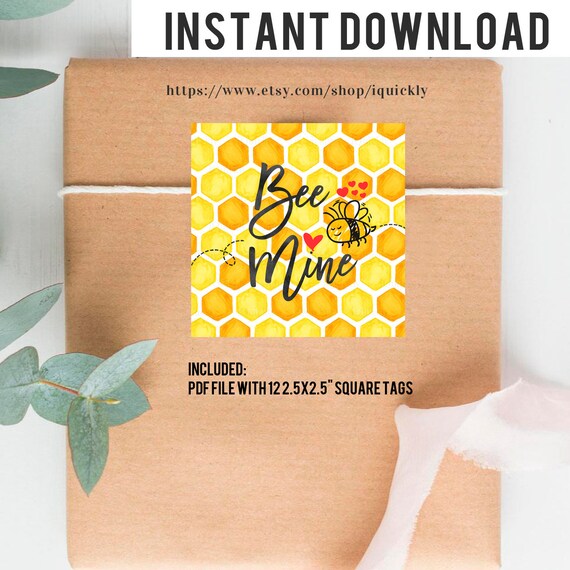 Bee Mine Valentine Tags Printable Cookie Card Tags Valentine Gift bee-mine-valentine-tags-printable-cookie-card-tags-valentine-gift