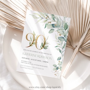 Invitation 90e anniversaire Invitation brunch modifiable Invitation 90e anniversaire pour son modèle imprimable anniversaire adulte téléchargement numérique