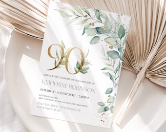 90th birthday Invitation Editable Brunch Invitation 90th birthday invite for her Adult Birthday printable template Digital Download