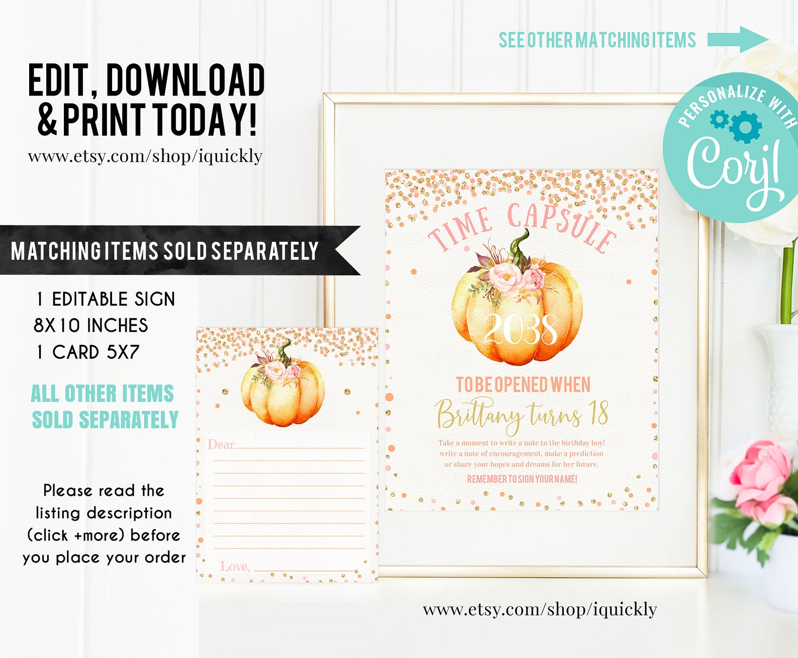 Editable Pumpkin Thank You Card Little Pumpkin Note Card - Etsy