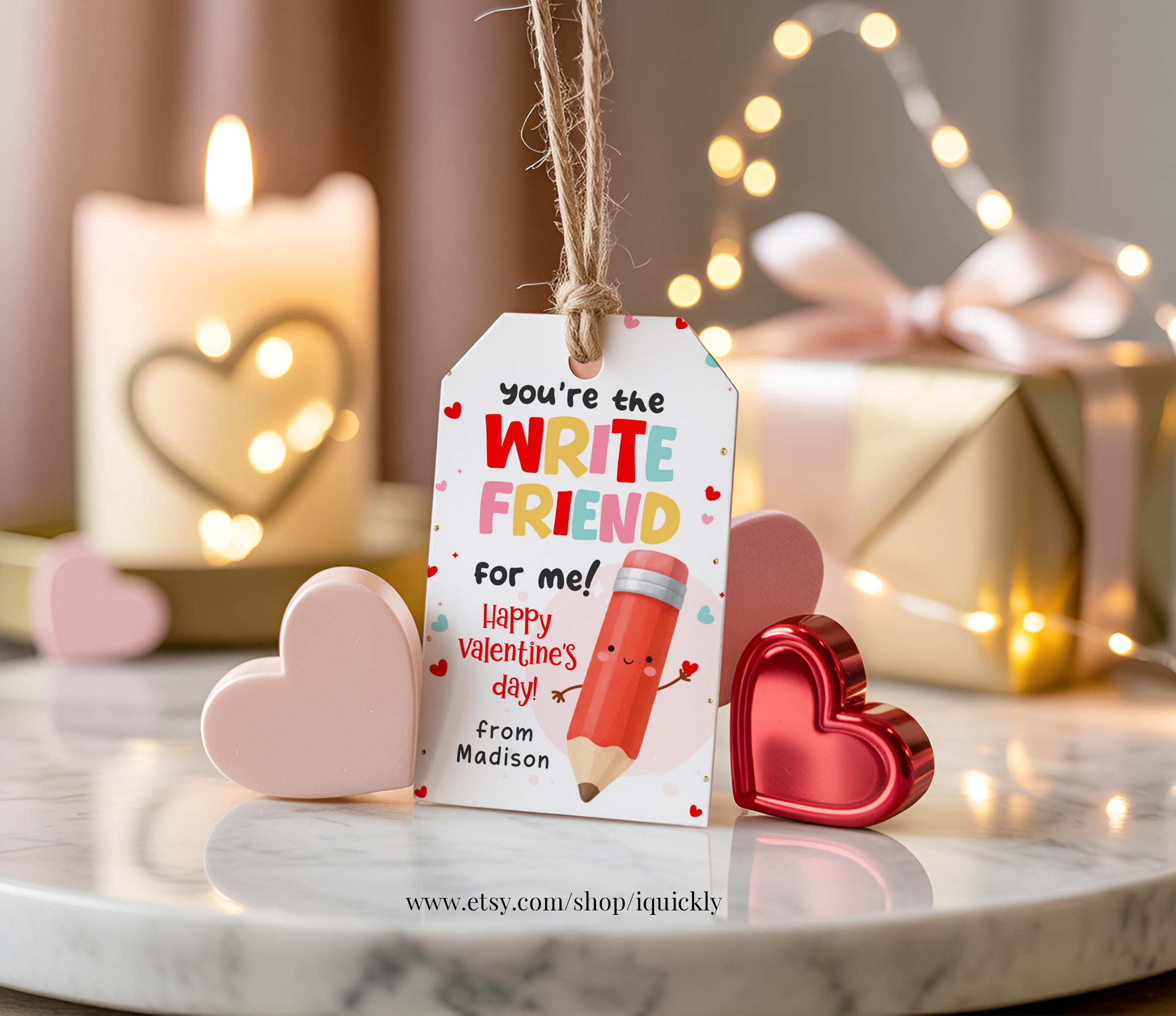Valentine Tags Pencil Editable Classroom Valentine for Kids Non Candy ...