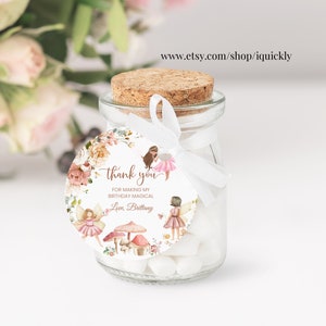 EDITABLE Fairy Favor Tags Girl Fairies 1st Birthday Thank You Garden ...