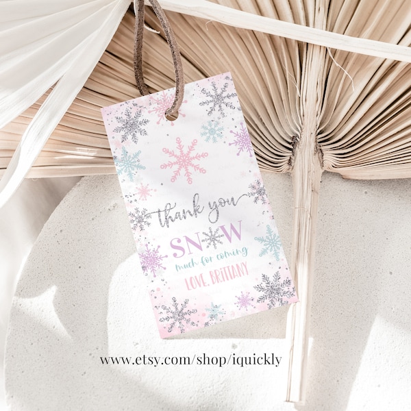 EDITABLE Winter Onederland Party Favors Snowflake Favor Tags Thank you tags Gift tags Printable Templates Instant download Winter07